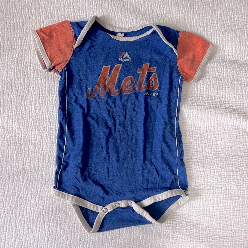 Mets baseball blue orange onesie size 18-24 months cotton with snaps